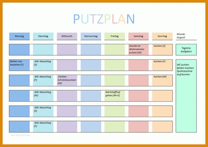 Allerbeste Putzplan Vorlage Excel 790x559