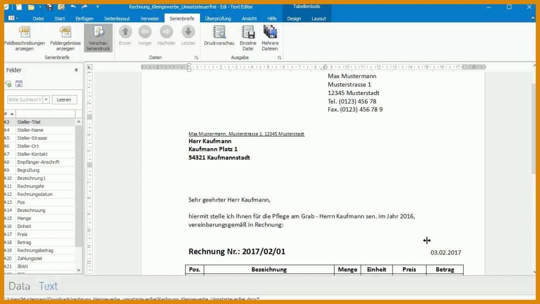 Unvergesslich Rechnung Excel Vorlage 1280x720