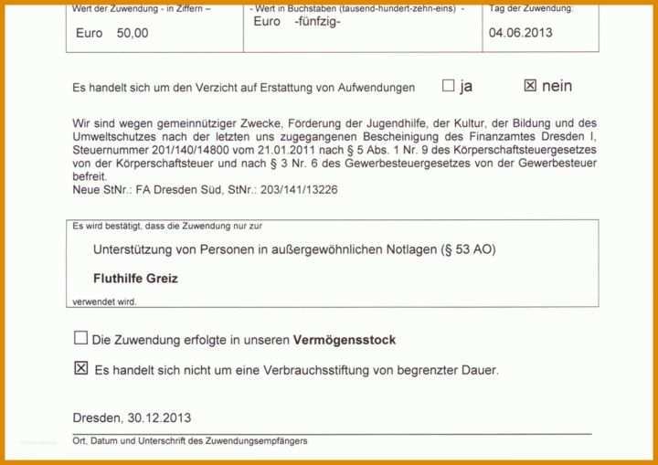 Original Spendenquittung Verein Vorlage 1320x933