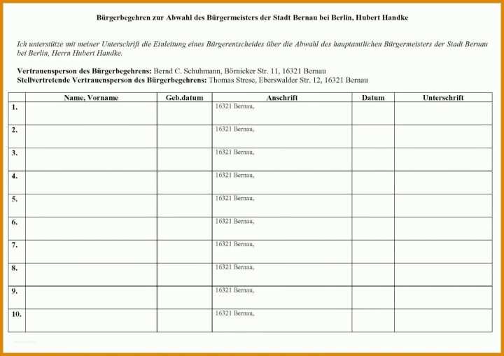 Erschwinglich Unterschriftenliste Vorlage 1600x1130
