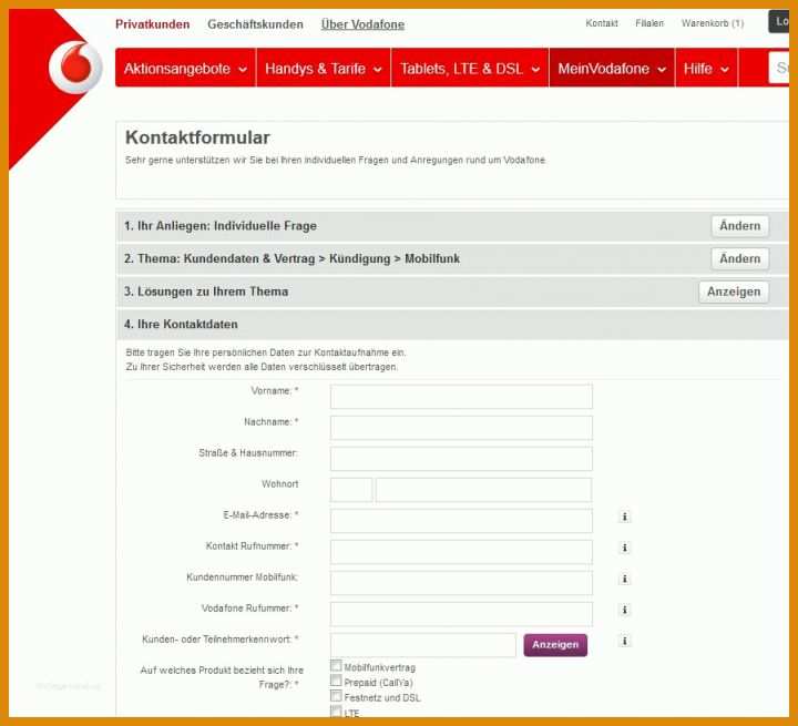 Vodafone Handy Kündigung Vorlage Vodafone Kuendigen Handy Vertrag Online Beenden
