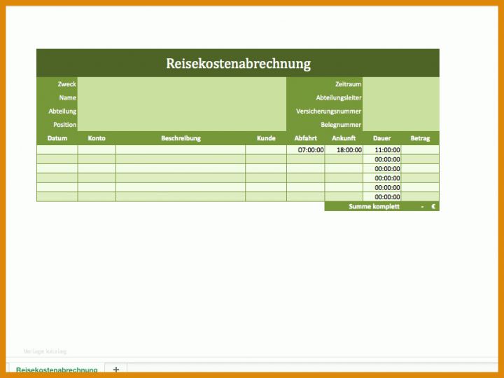 Angepasst Vorlage Reisekostenabrechnung Excel Kostenlos 859x643