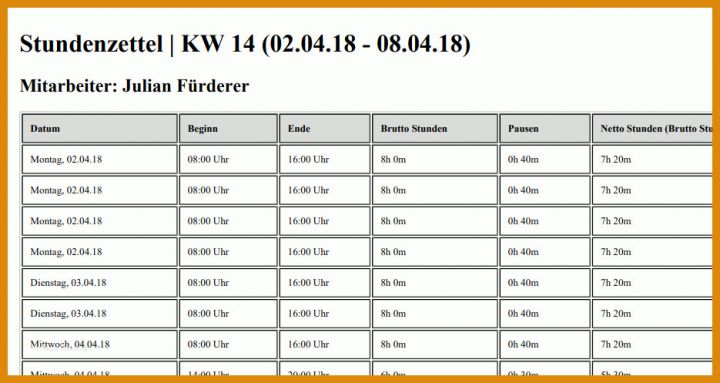 Allerbeste Vorlage Stundenzettel 935x497