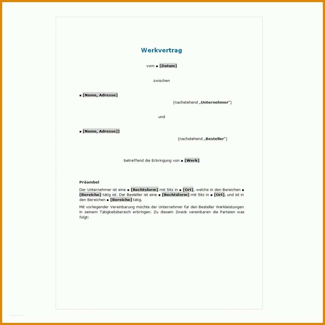 Beste Werkvertrag Vorlage 1500x1500