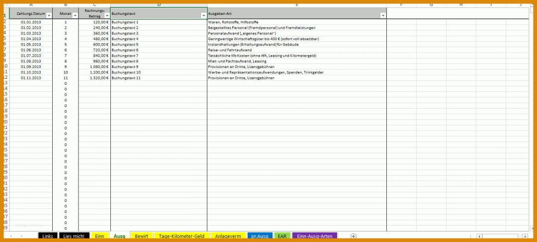 Beeindruckend Ein Ausgaben Rechnung Excel Vorlage 1440x651