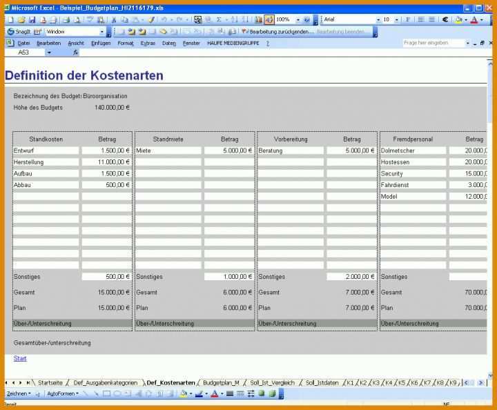 Excel Vorlagen Download Bud Planung Excel