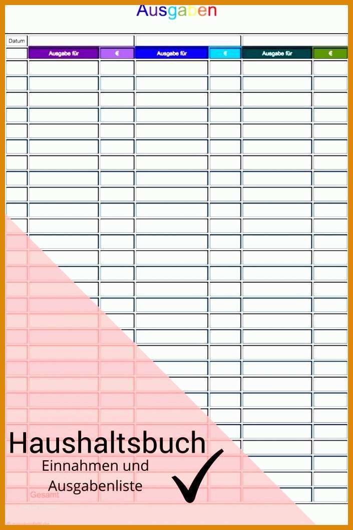 Unvergesslich Haushaltsbuch Vorlage Einfach 705x1057