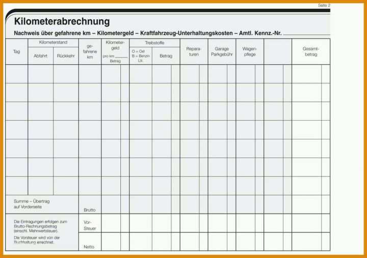 Limitierte Auflage Km Abrechnung Vorlage 1135x800