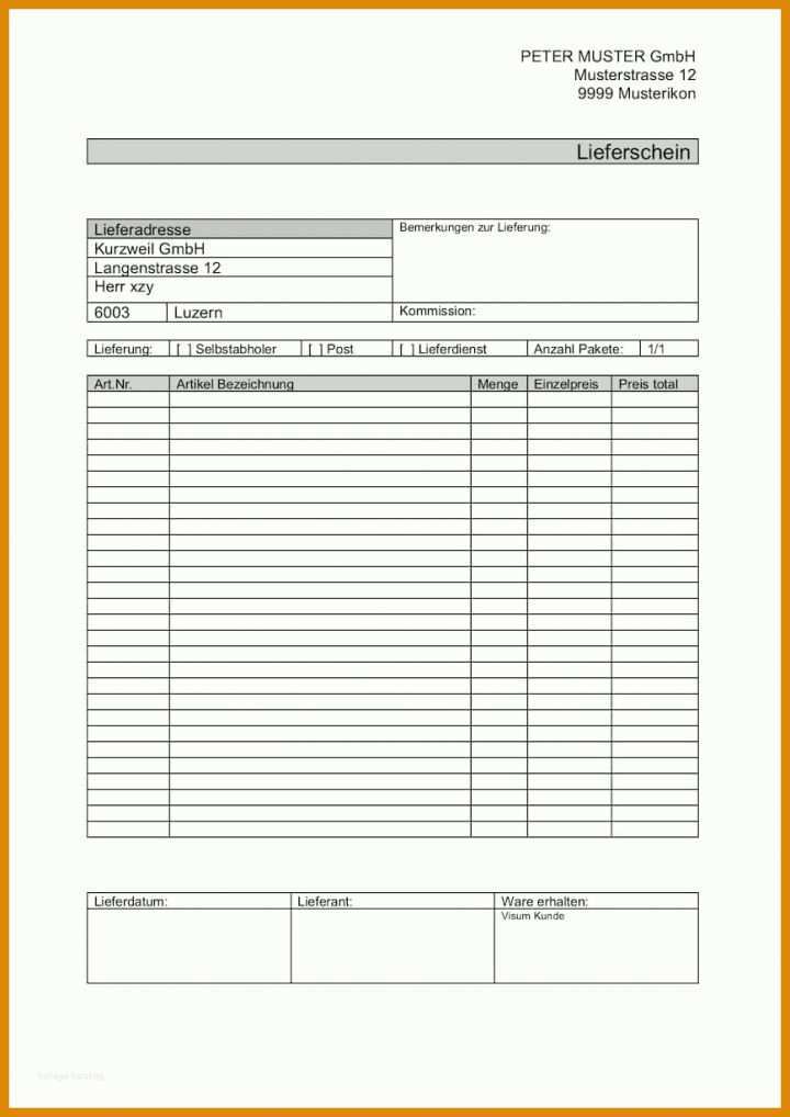 Sensationell Lieferschein Vorlage Excel 868x1227