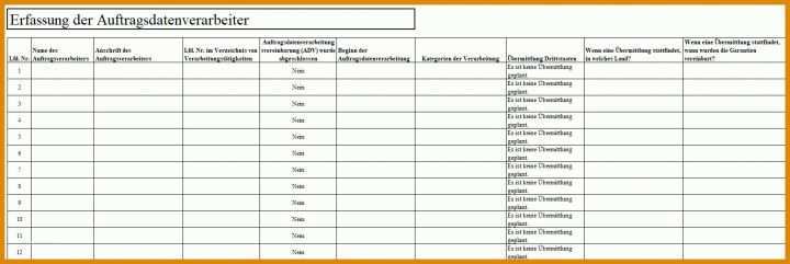 Bemerkenswert Verfahrensverzeichnis Excel Vorlage 1625x544
