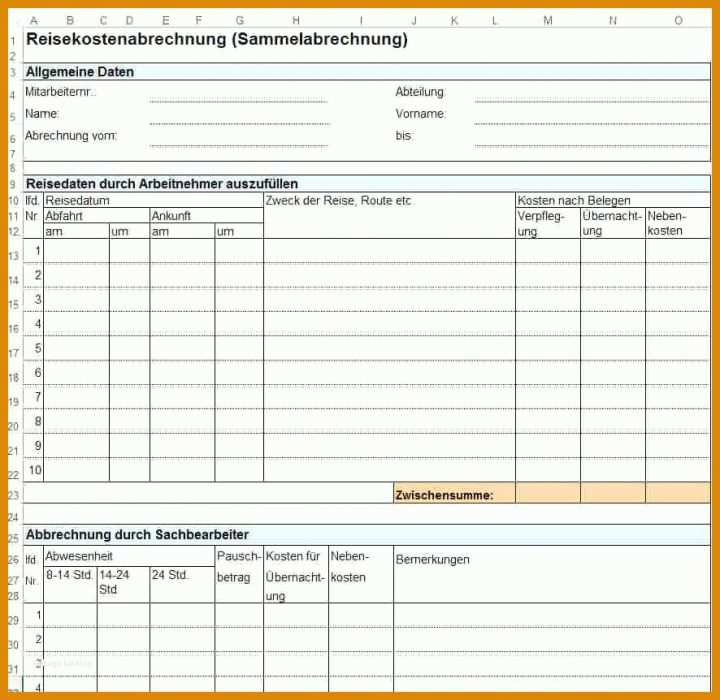 Überraschend Vorlage Reisekostenabrechnung Pdf 886x862