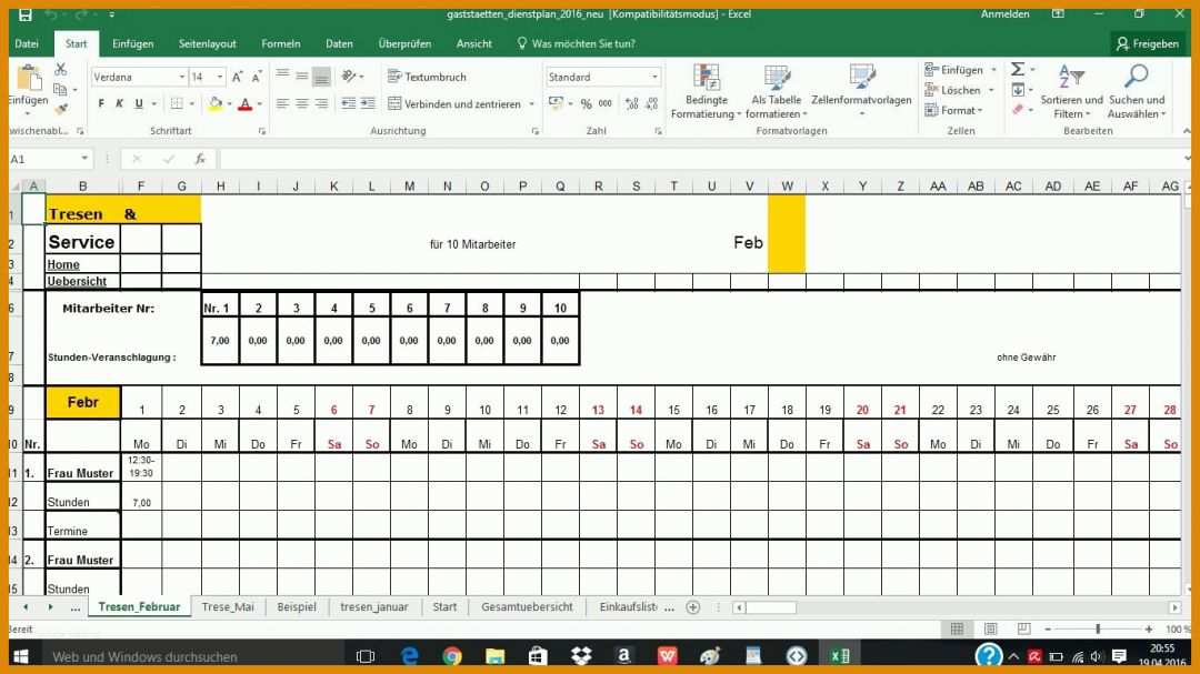 Schockierend Dienstplan Vorlage Excel 1366x768