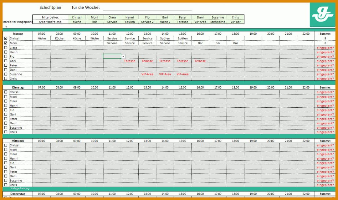 Singular Dienstplan Vorlage Monat 1304x771