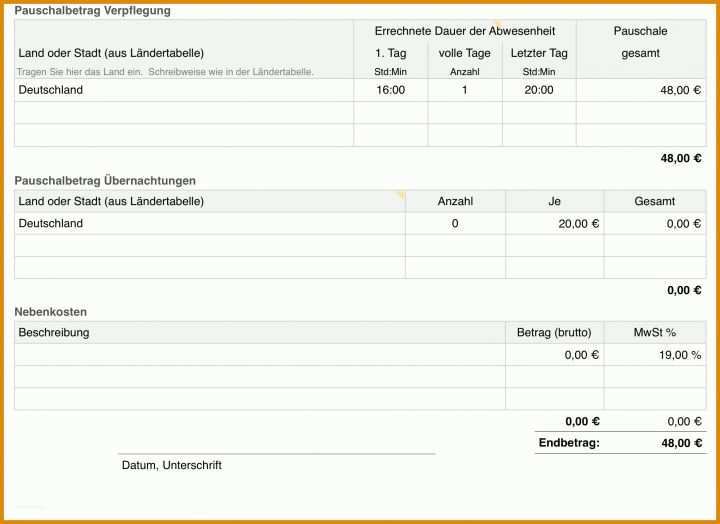 Selten Dienstreiseabrechnung Vorlage 1862x1354