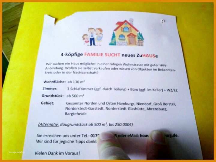 Flyer Haussuche Vorlage Familie Sucht Haus Zettel