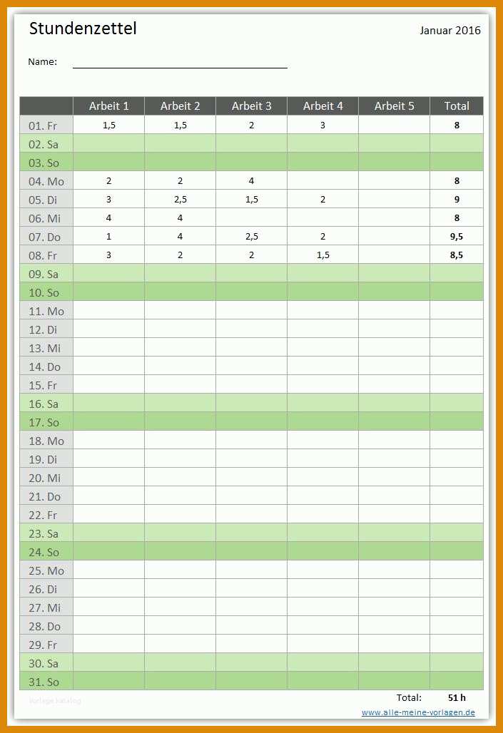 Unvergleichlich Stundenzettel Excel Vorlage 705x1028