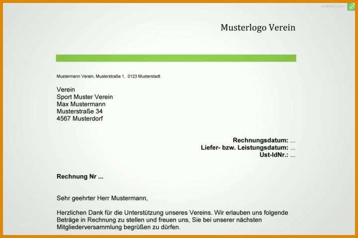 Vorlage Rechnung Verein Musterrechnung Verein