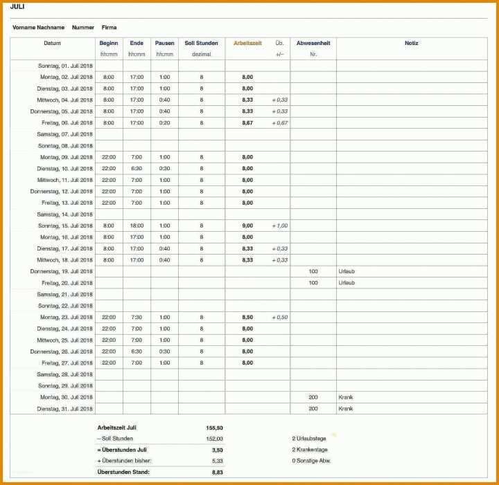 Wunderbar Vorlage Zur Dokumentation Der Täglichen Arbeitszeit Excel 1750x1704