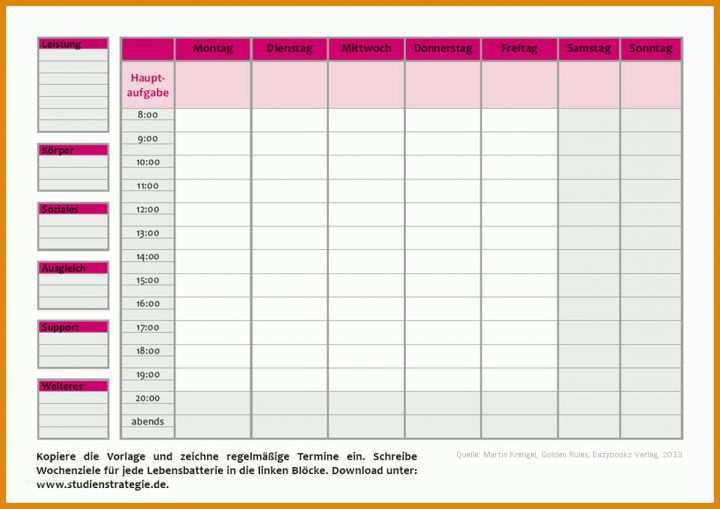 Zeitmanagement Wochenplan Vorlage Wochenplan Vorlage Zum Ausfuellen Golden Rules