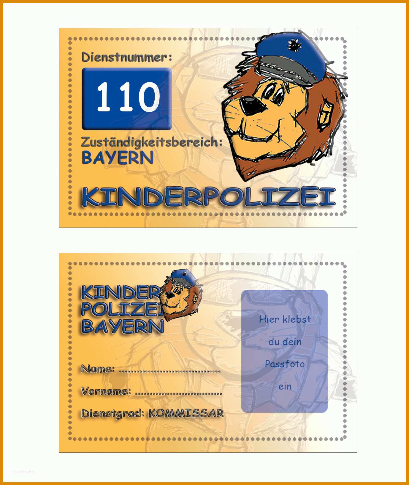 Faszinierend Bayerische Polizei Lexi Kinderpolizeiausweis 328859