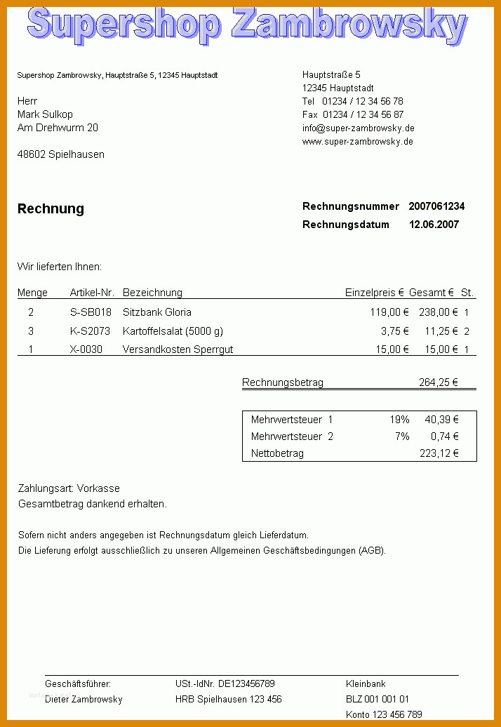 Am Beliebtesten Brief Rechnung Vorlage 714x1036