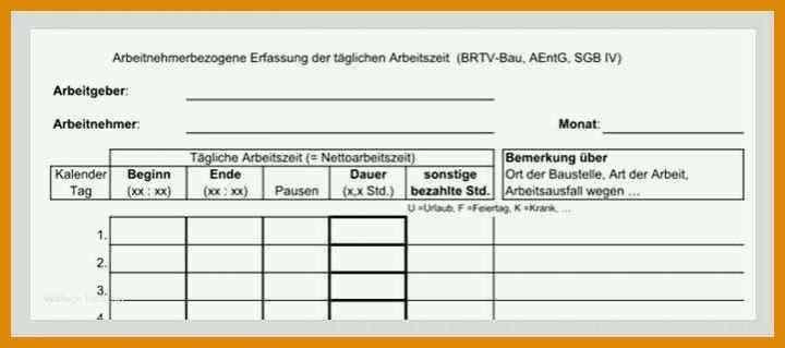 Atemberaubend Datev Vorlage Zur Dokumentation Der Täglichen Arbeitszeit 721x319