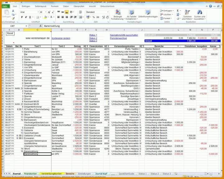 Kontenplan Excel Vorlage Vereinskasse Excel Vorlage