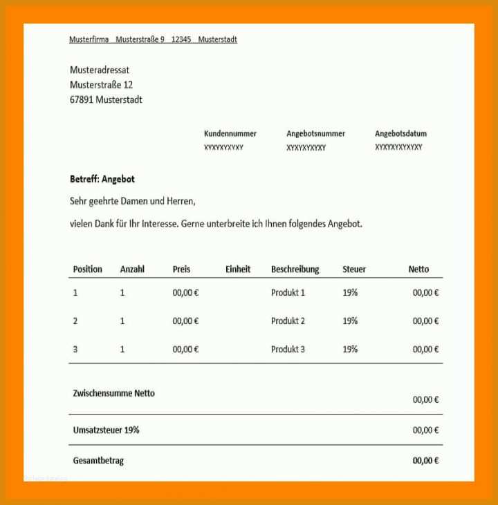 Phänomenal Kostenvoranschlag Schreiben Vorlage 841x854