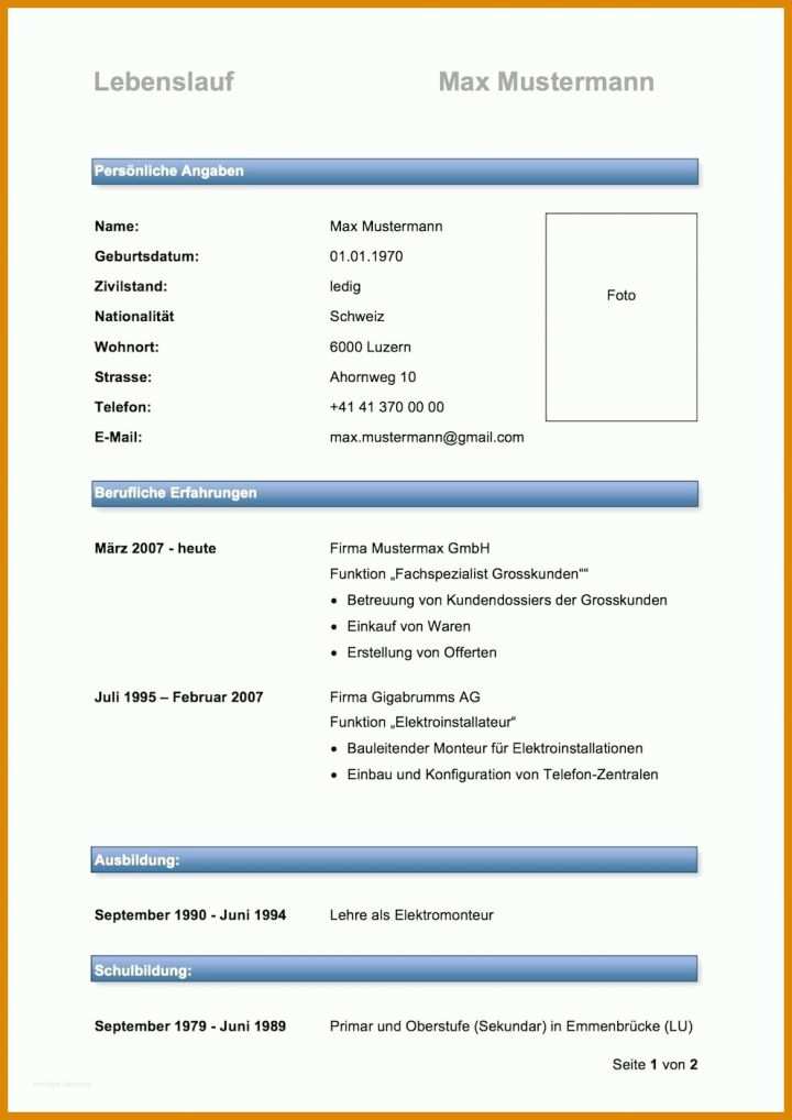 Moderne Lebenslauf Vorlage Word Dokument 992x1402