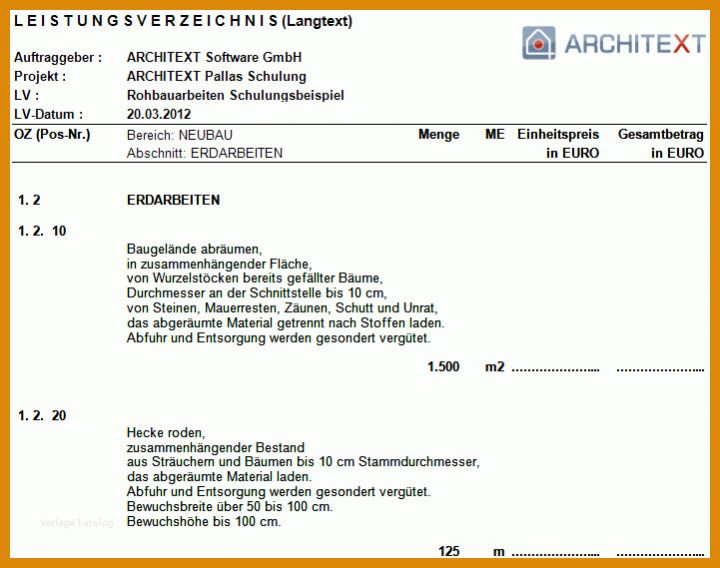 Großartig Leistungsverzeichnis Vorlage 721x569