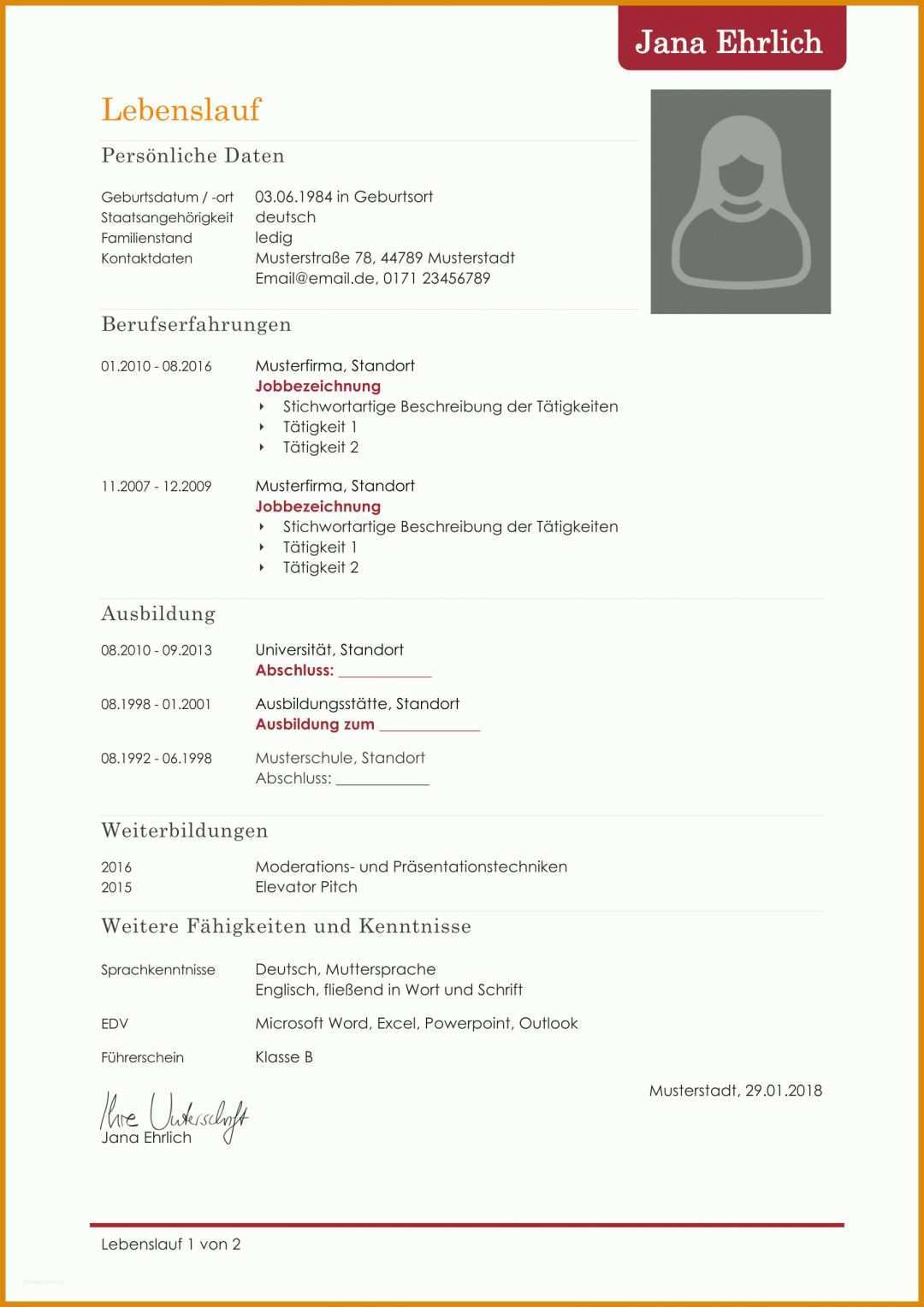 Allerbeste Microsoft Office Lebenslauf Vorlage 1653x2339