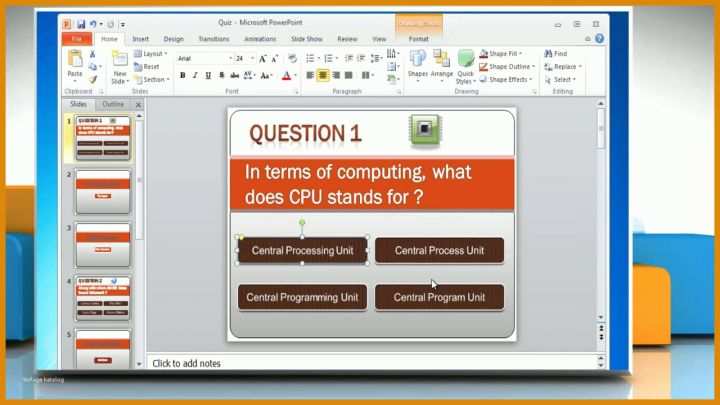 Angepasst Powerpoint Quiz Vorlage 1280x720