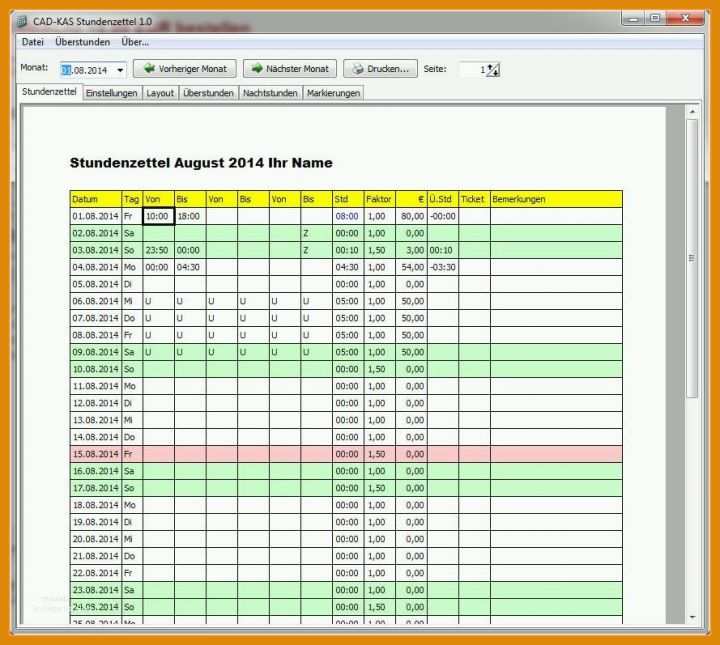 Stundenzettel Vorlage Excel 9 Excel Stundenzettel