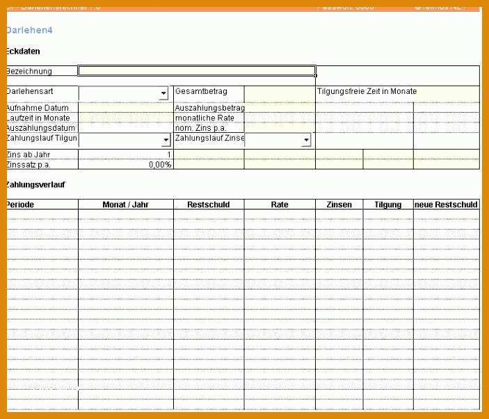 Ungewöhnlich Tilgungsplan Erstellen Vorlage 703x602