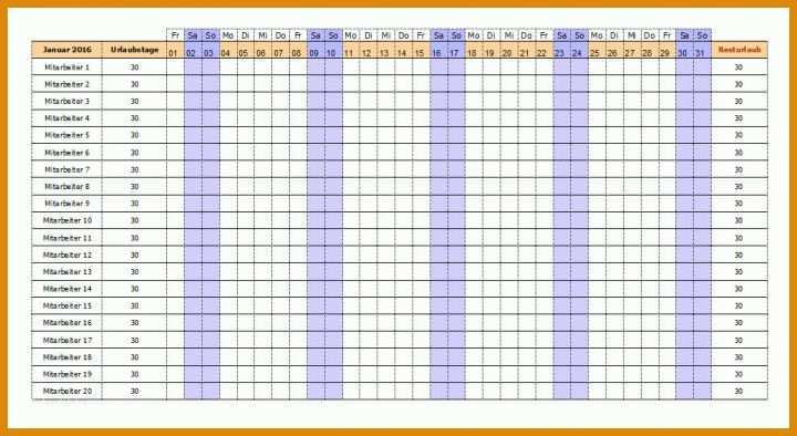 Erschwinglich Urlaubsplaner 2018 Excel Vorlage Kostenlos 1036x567