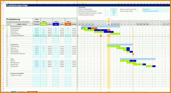 Einzahl Vorlage Projektplan Excel 1710x930