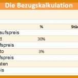 Außergewöhnlich Bezugskalkulation Excel Vorlage 712x299