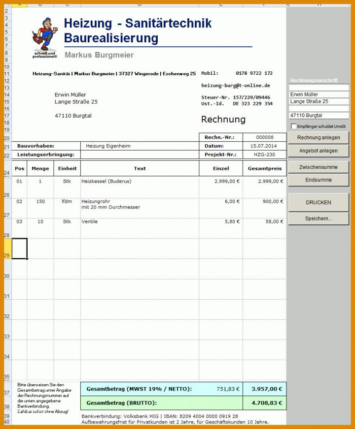 Perfekt Excel Vorlage Angebot Rechnung 862x1044