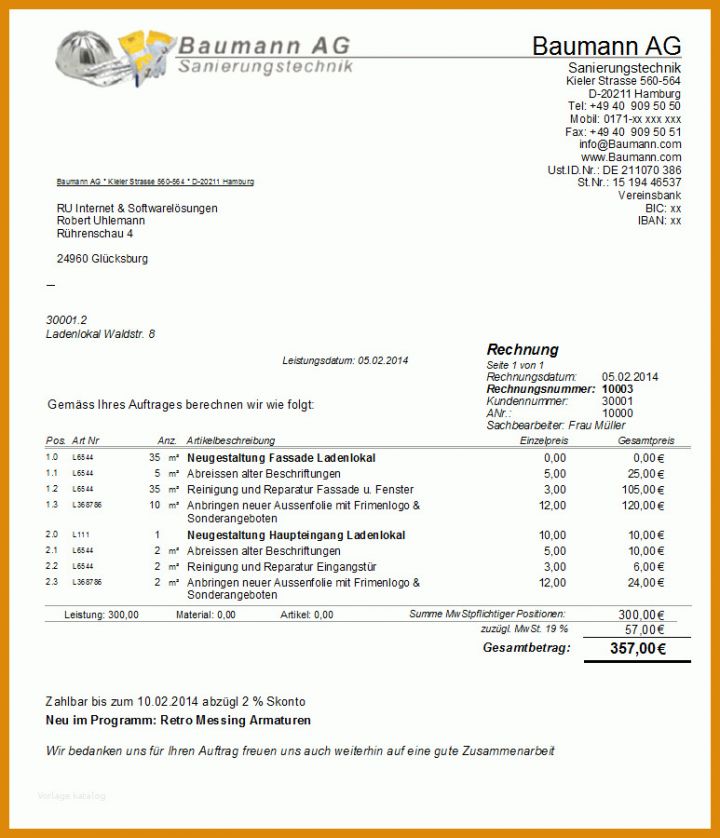 Am Beliebtesten Handwerkerrechnung Muster Vorlage 773x900