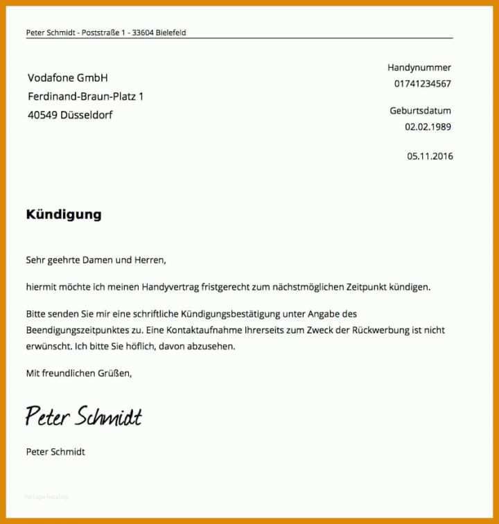 Überraschen Kündigung Vertrag Vorlage Pdf 832x874