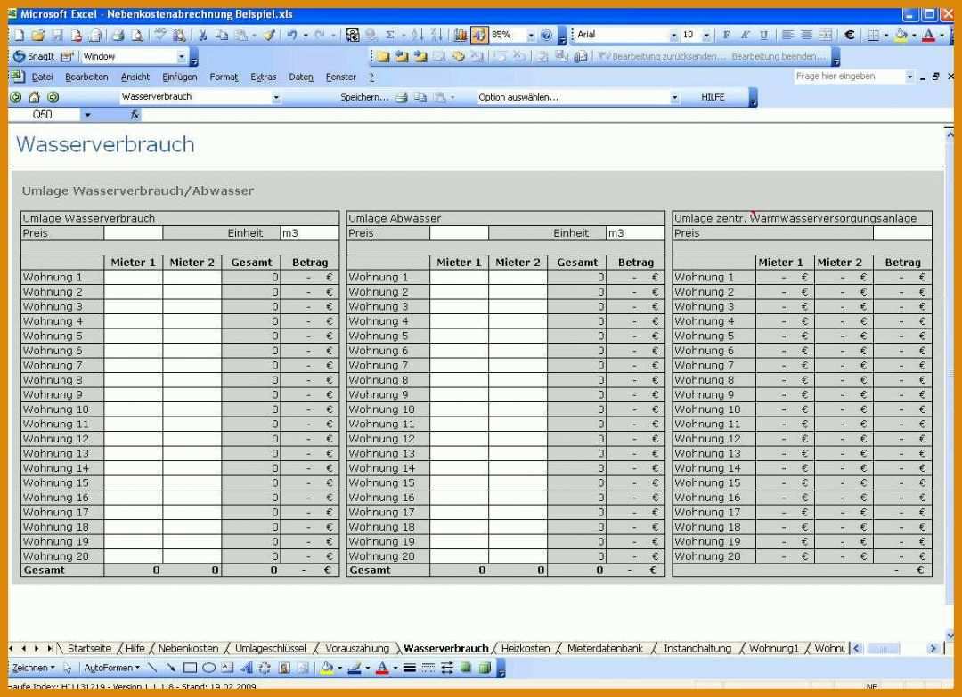 Am Beliebtesten Nebenkostenabrechnung Vorlage Excel Kostenlos 1178x854