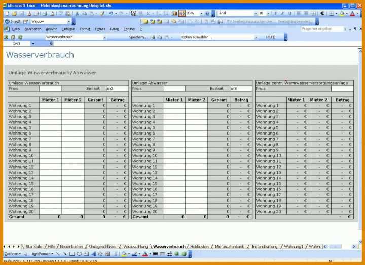 Toll Nebenkostenabrechnung Vorlage Excel Kostenlos 1178x854