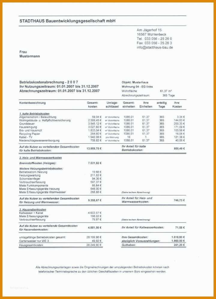 Toll Nebenkostenabrechnung Vorlage Word 872x1204