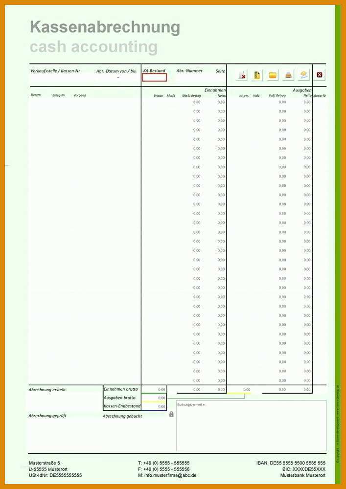 Faszinierend Täglicher Kassenbericht Vorlage 707x1000