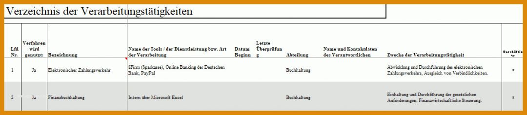 Ausnahmsweise Verzeichnis Von Verarbeitungstätigkeiten Vorlage Word 1248x273