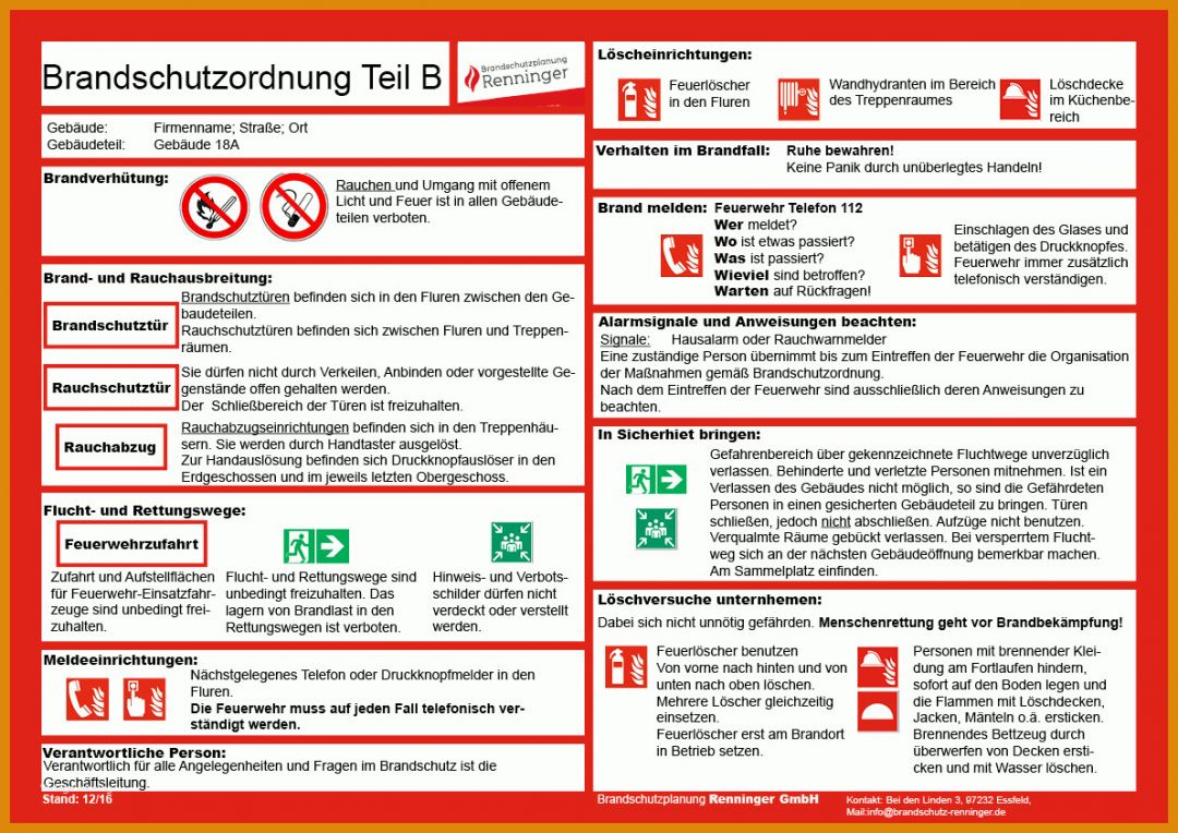 Fabelhaft Vorlage Brandschutzordnung Teil B 1191x842