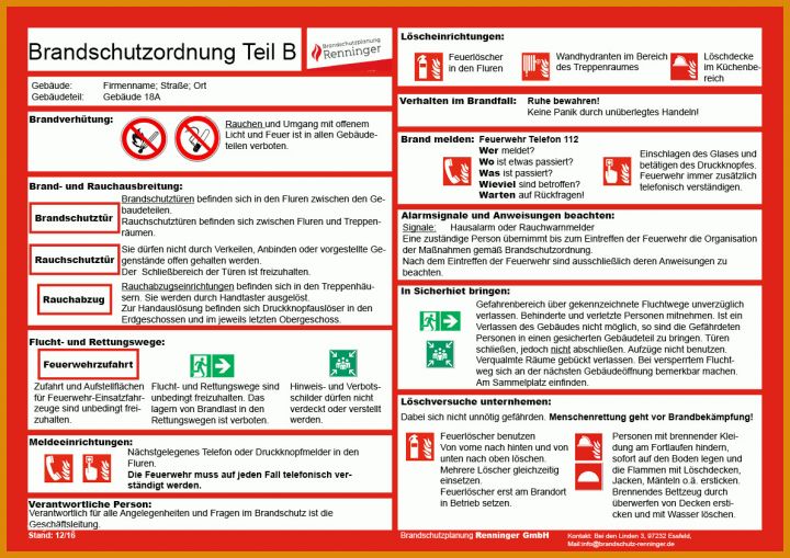 Limitierte Auflage Vorlage Brandschutzordnung Teil B 1191x842