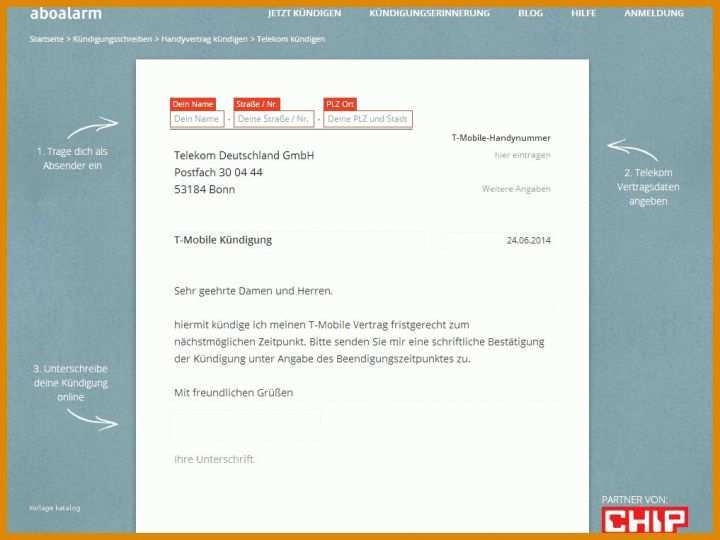 Fantastisch Vorlage Kündigung T Mobile Vertrag 1017x763