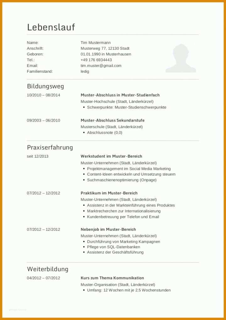 Neue Version Vorlage Lebenslauf Ausbildung 983x1391