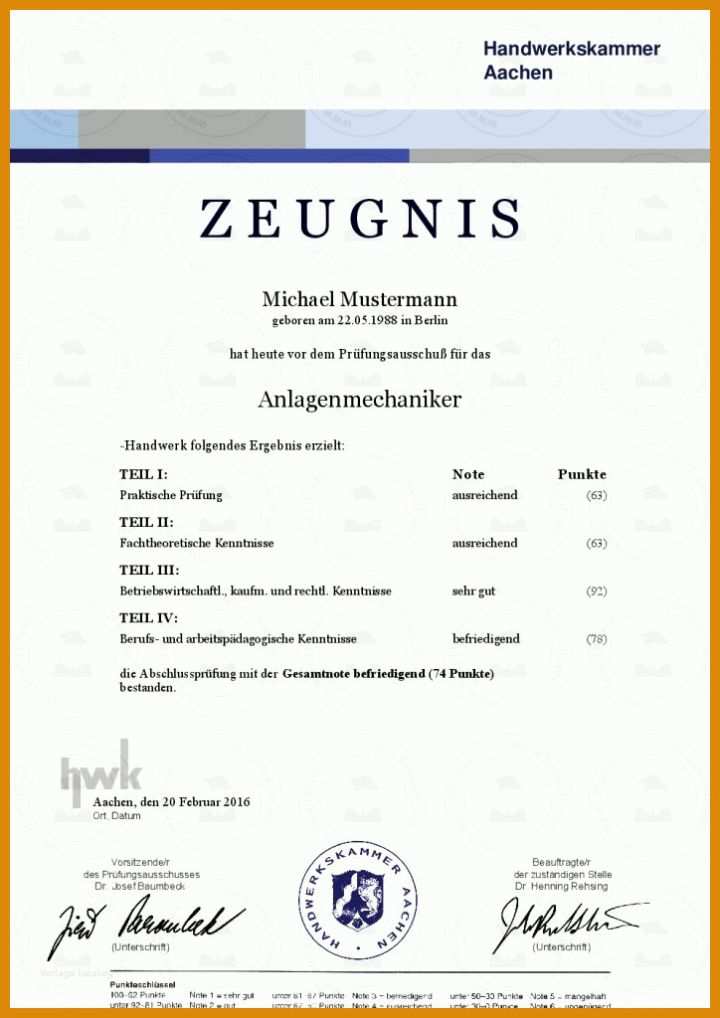 Moderne Vorlage Zeugnis 724x1024